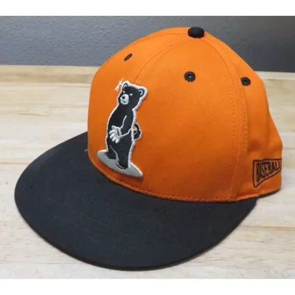 Baseballism Limited Edition Cali Bay Bear Cap Hat Snapback Orange Black Baseball